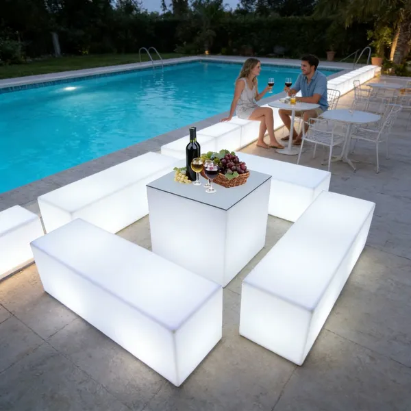 LED Light up Outdoor Bar Furniture Table Chair Sofa Set IP65 Waterproof Rechargeable Remote Control Party Event Use photo-5