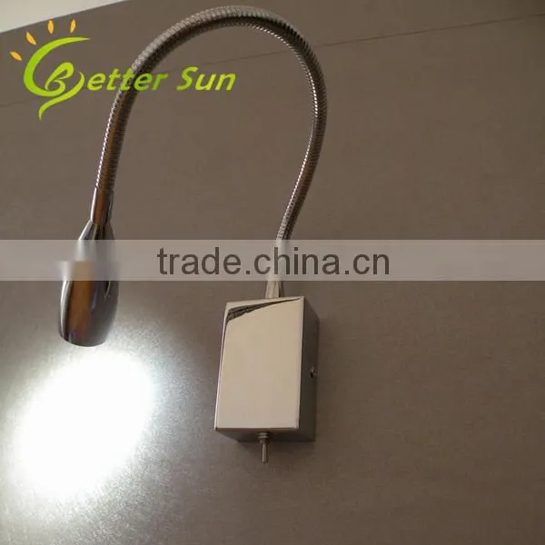 3W Chrome Color With Switch Small LED Wall Light for Bed Reading photo-3