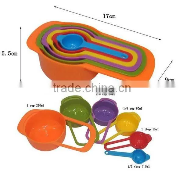 Amazon Supply FDA Approved Rainbow Plastic Powder Carved Measuring Spoons and Cups Set of 6pcs 138g ABS Measuring Spoons photo-2