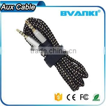 New Products 2016 Quality Nylon Fabric Braided Aux Cable 3.5mm Male Male Colorful Audio Cable Free Samples Supplier's Choice photo-5