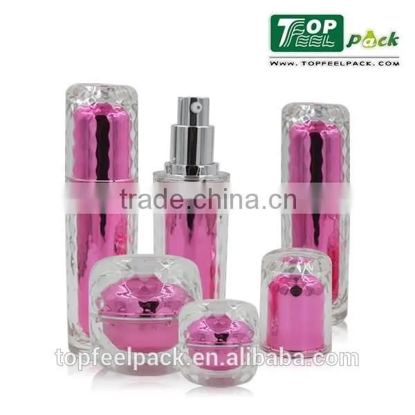 Crystal Clear High Quality Double Layers High End Cosmrtc Packaging Round Waist Acrylic Crean Jar and Lotion Bottle photo-2