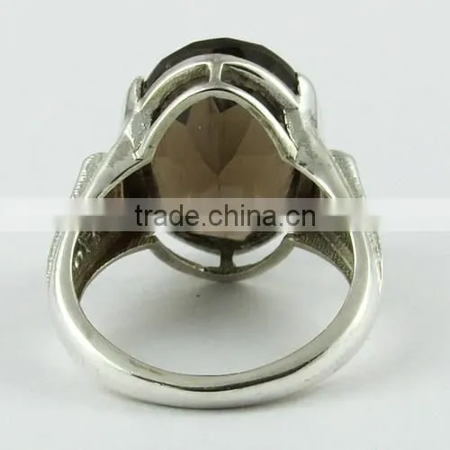 Classy Smoky Quartz Ring, Gemstone Silver Jewellery, Fine Silver Jewellery photo-3