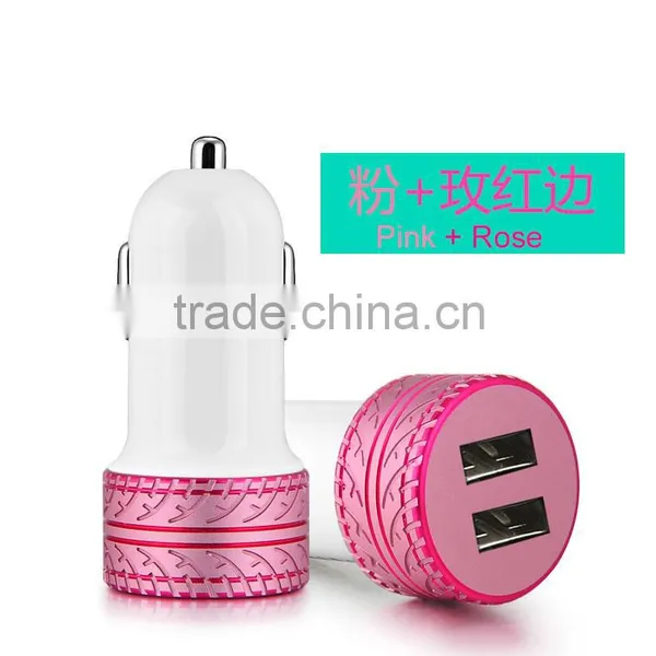 Coteetci 4.8A High Speed Tire Texture Design Aluminum Dual USB Ports Universal Car Charger For Samsung/iPhone/HTC/LG TB-0190 photo-5