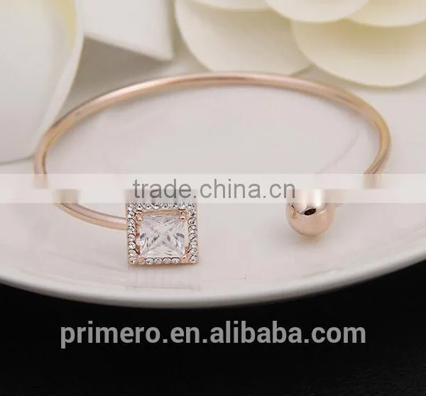 Luxury Square Cubic Zircon Bracelet Bangle for Women 18K Rose Gold Plated Jewelry photo-5