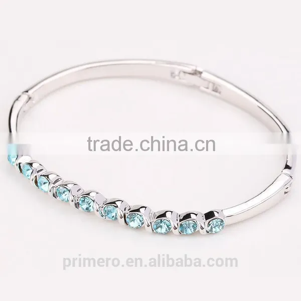 Fashion Colorful Crystal Bangles Silver Gold Plated Bracelet for Women Wedding Jewelry photo-4