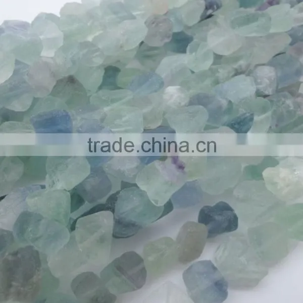 Natural Gemstone Long Drilled Polished Rough Green Fluorite Tumbled Stone photo-3