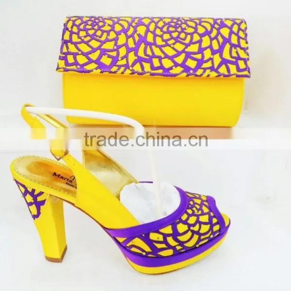 Italian Shoes and Bag Set African Women High Heels Sandals Shoe Matching Clutch Bag photo-3