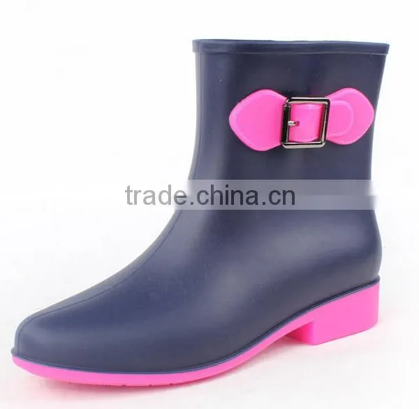 PVC Boots Jelly Color Rubber Rain Boots for Women Wellies photo-3