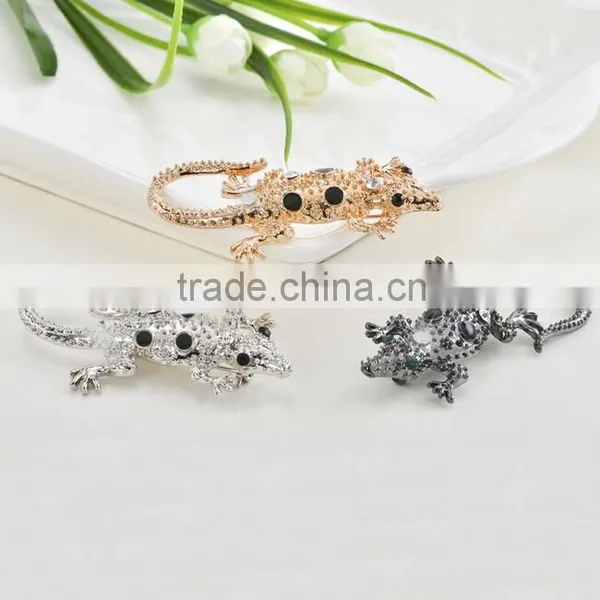 Alloy Lizard Crystal Rhinestone Animal Stone Brooch photo-3