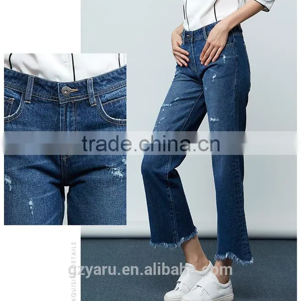 Newest Fashion Women Teen Girls Slim Long Ripped Jeans Trousers Cow Bells for Women