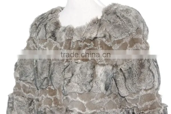 Women Rex Rabbit Fur Coats Patch Fur Coat KZ14132 photo-4