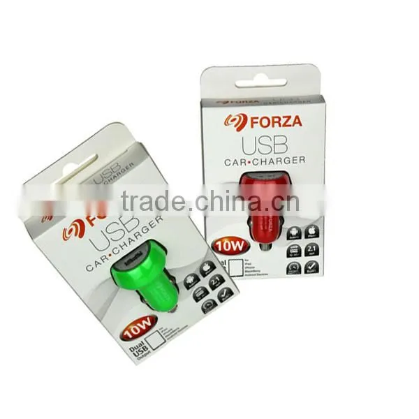 FORZA 10W Dual USB Car Charger With Clamshell Packaging
