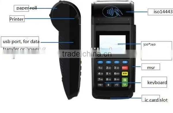 GPRS CDMA Wireless Handheld POS Terminal With SIM Card With Printer and Magnetic Card IC Card Reader photo-5