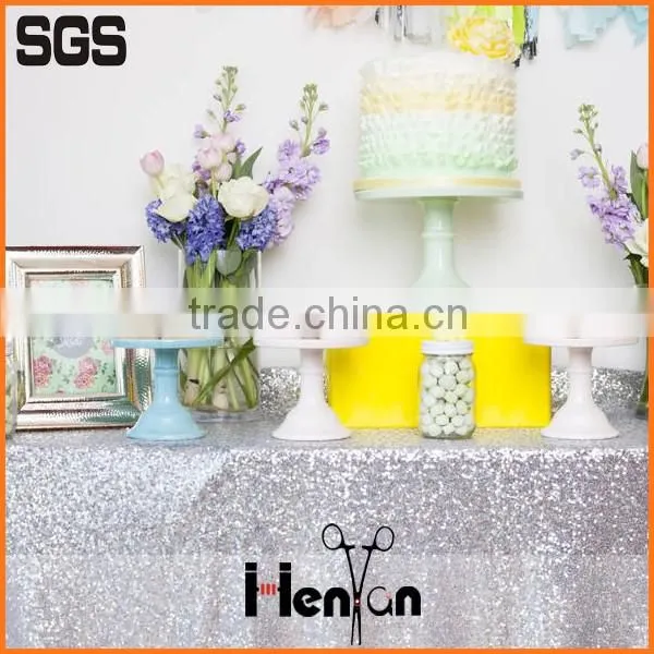 Wholesale Custom White Table Clothes Wedding Sequin photo-2