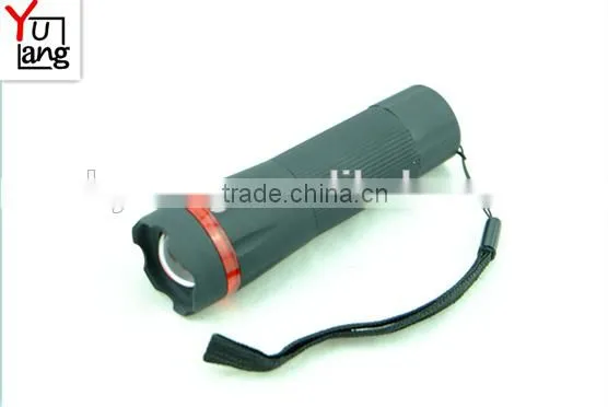 3*AAA Zoom Emergency Lamp 1w Rubber Cheap Plastic Flashlight