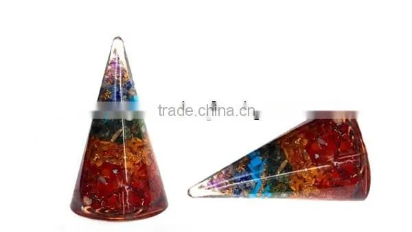 Orgone Antenna : Wholesale Healing Orgone Antenna With Copper Wire : Chakra Layered Copper Wire Wrapped Orgone Antenna