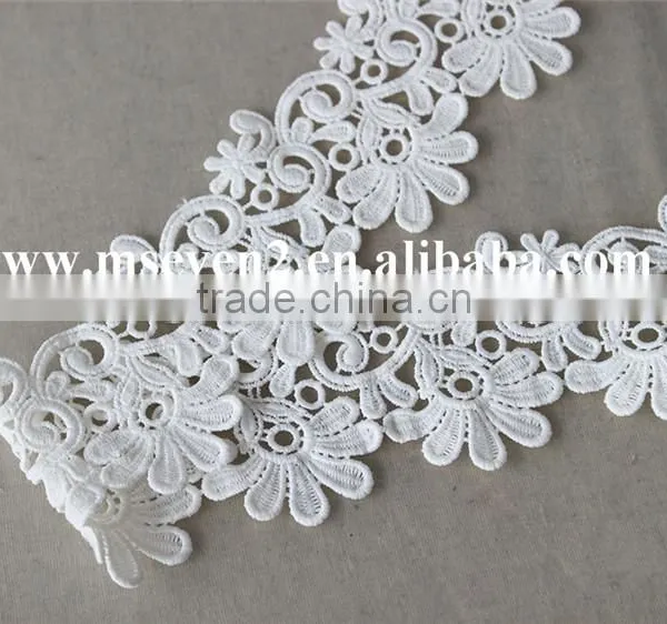 Good Price Water Solouble Lace Flower Trim With 6cm in White Polyester Embroidery Lace for Dress photo-4