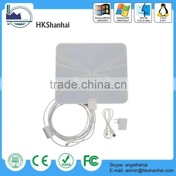 ultra-thin amplified indoor digital tv antenna long range wifi 3g antenna 50 miles range