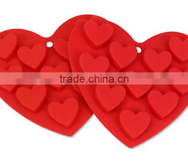 10-Capacity Heart Shape Silicone Cake Mold,Soap Cookie Chocolate Candy Cake Pan photo-3