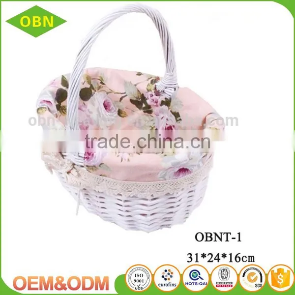 White Wicker Empty Flower Girl Baskets Wholesale photo-2