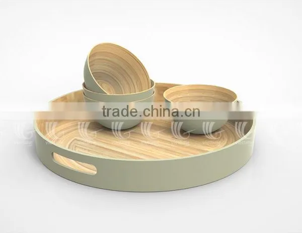 Lacquer Bamboo Salad Bowls, Spun Bamboo Trays photo-6