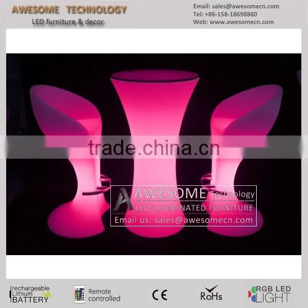 Pink Plastic Led Bar Stool and Romantic Cocktail Bar Table photo-3