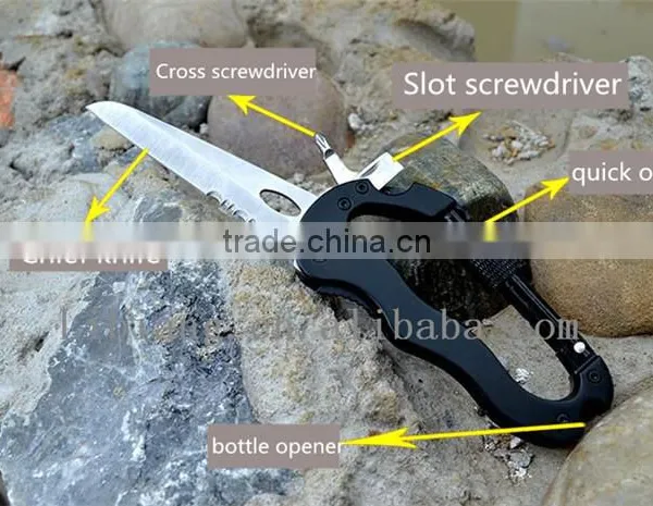 Portable Stainless Steel Aluminium Multifunction Carabiner Knife photo-3