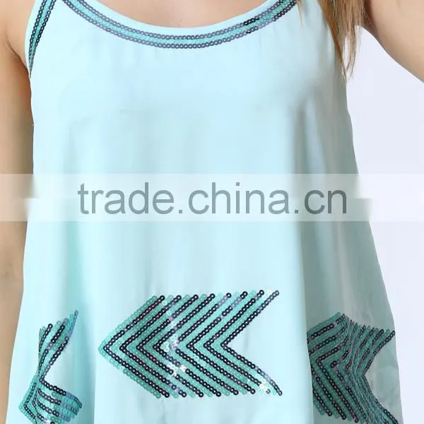 New Design Clothing Manufacturers Sequin Beaded Embellish Top For Women photo-4