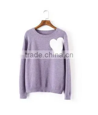 Round Collar Cute Heart Pattern Sweater photo-2