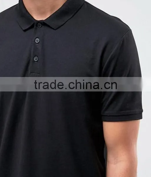 Factory Hot Sale Breathable Cotton Polo Collar Polo Shirt/Plain Black Machine Wash Polo Shirt photo-3
