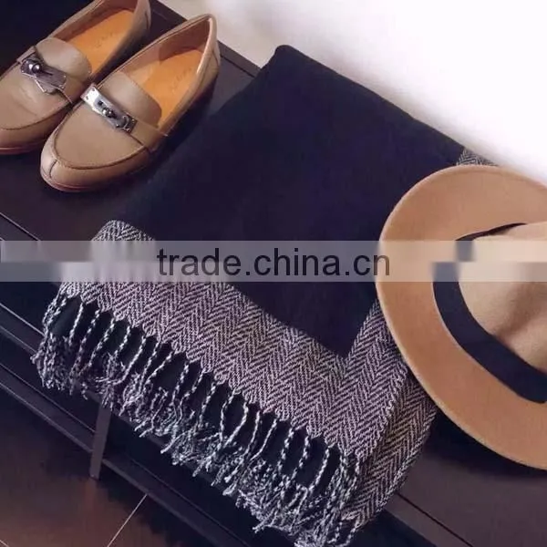 2017 China Style Female Scarf Gray and Black Color Long Style 180*120cm Women Muffler With Tassels photo-3