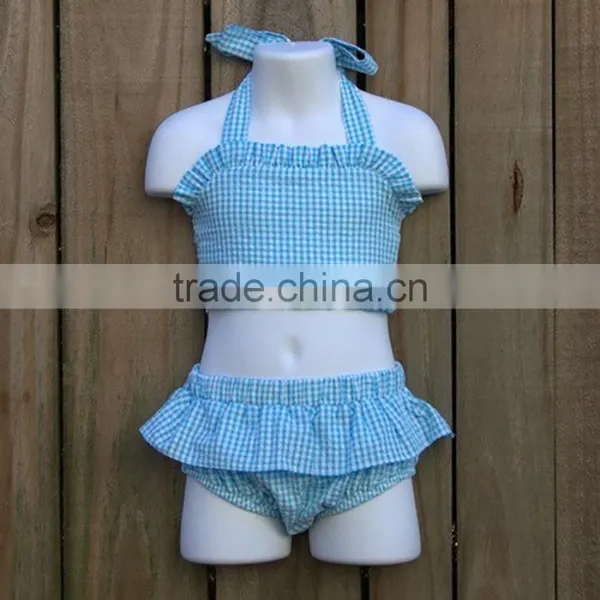 Summer Time Classical Pure Color Baby Girl's Swimsuit Two Piece Fashion Swimsuit photo-2