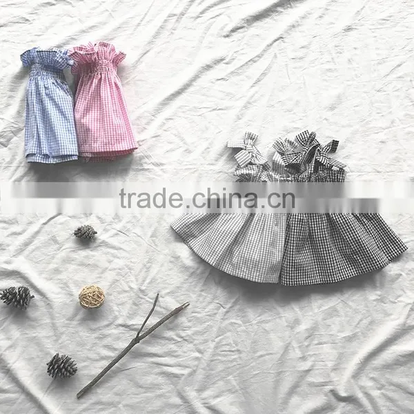 0-3 Years 2017 Wholesale Cotton Summer Plaid Bow Kids Girls Blouses (pick Size Color) photo-2