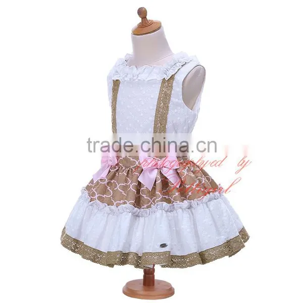 Girls Boutique Spanish Dress With Pink Bowknot Summer Wear photo-3