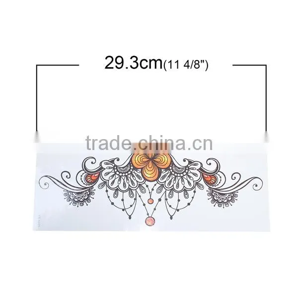 Paper Removable Waterproof Temporary Sternum Tattoo Sticker Body Art Yellow Flower Pattern Temporary Tattoos Printing photo-2