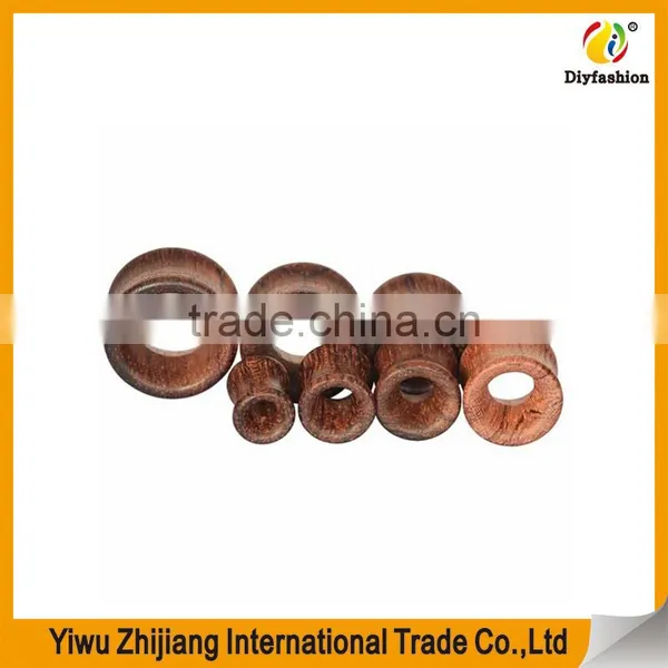 Longbeauty Pair Vintage Brown Natural Wood Hollow Tunnels Ear Plugs Stretcher Gauges photo-2