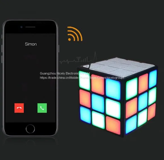 Mini Magic Cube Colorful Wireless Portable Bluetooth Speaker LED Flash Light With TF Card Handsfree photo-2