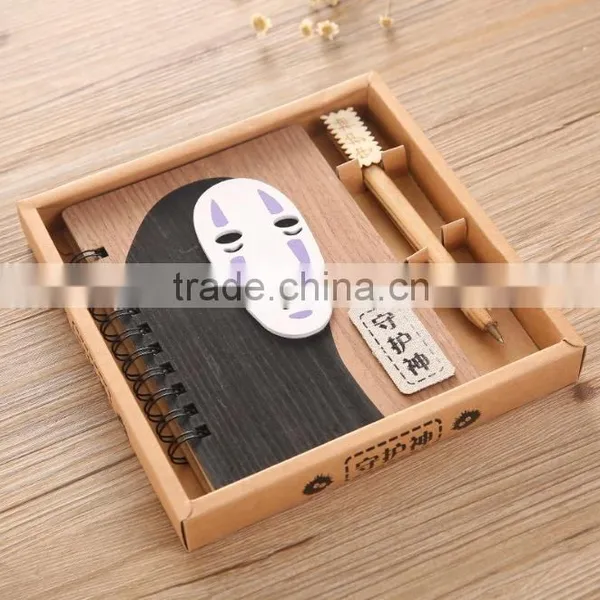 Hot Sale Spirited Away no Face Man Cute Cartoon Wood Cover Anime Paper Notebook for Students photo-5
