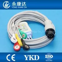 Generic AAMI 3 Leads Patient Monitor ECG Cable With AHA/IEC Snap/Clip 6Pins Plug photo-3