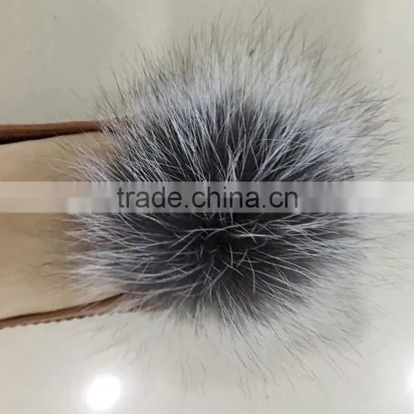 YR1042 Real Silver Fox Fur Pom Pom for Shoes Decorations photo-5