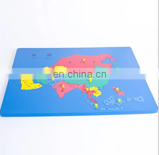 2017 Laser Cutting Montessori Wooden Puzzle Maple World Map With High Service photo-4
