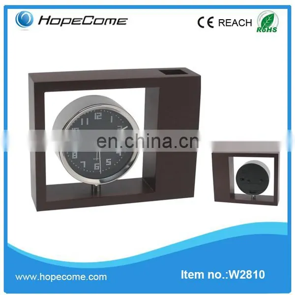 (W2810) Wooden Pen Holder Desktop Clocks China Carbon Frame