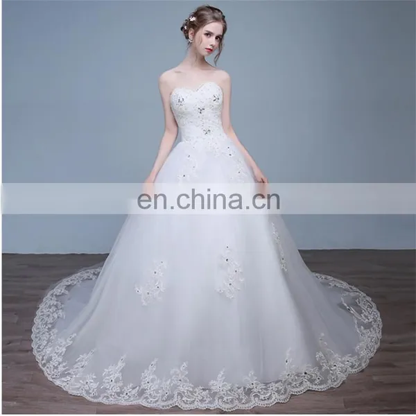 HS1625 2017 Bling Wedding Dress China Long Train Sequined Bridal Ball Gown photo-6