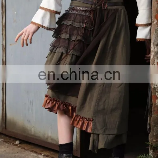 Steampunk Short Front Long Back Skirt With a Pocket photo-6