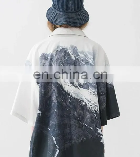 Diznew 2020 Men's New Fashion Casual Shirt Button Up Custom Print Short Sleeves Shirts Designs photo-3