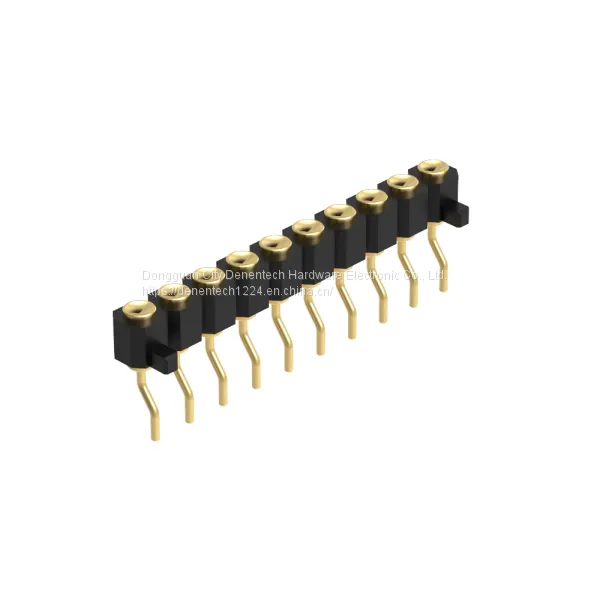 Dnenlink 2.54mm Pitch Single Row H2.5mm Concave Contact Right Angle Female Header SMT Type PogoPin Header With Peg photo-2