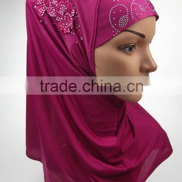 Latest Design Spring Applique MUSLIM HIJAB With 12colors Islamic Flower Headscarf Shawl photo-2