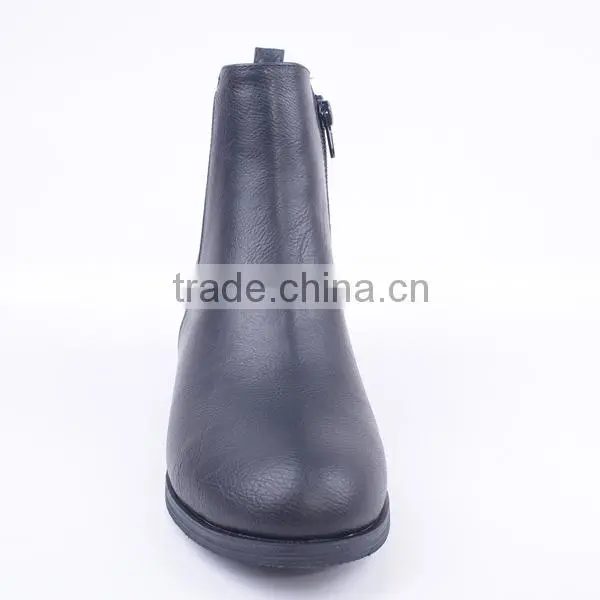New Style Latest Design Half Snakeskin Lady Cheap Security Low Heel Ankle Boots photo-3