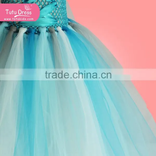 Fairy Style Snow Pattern Girls' Dress Large Light Blue and White Trail photo-3