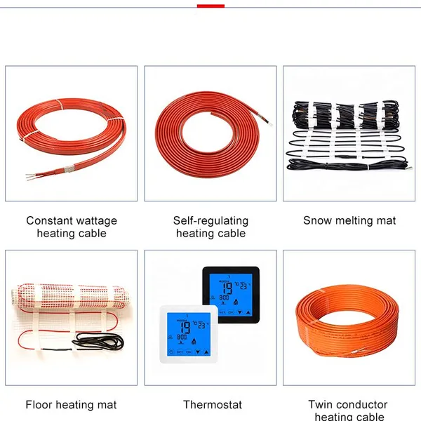 Two-Core RED Plastic Drum Underground Electric Heating Cable Constant-Wattage Underfloor Pipe Heating Cable photo-5